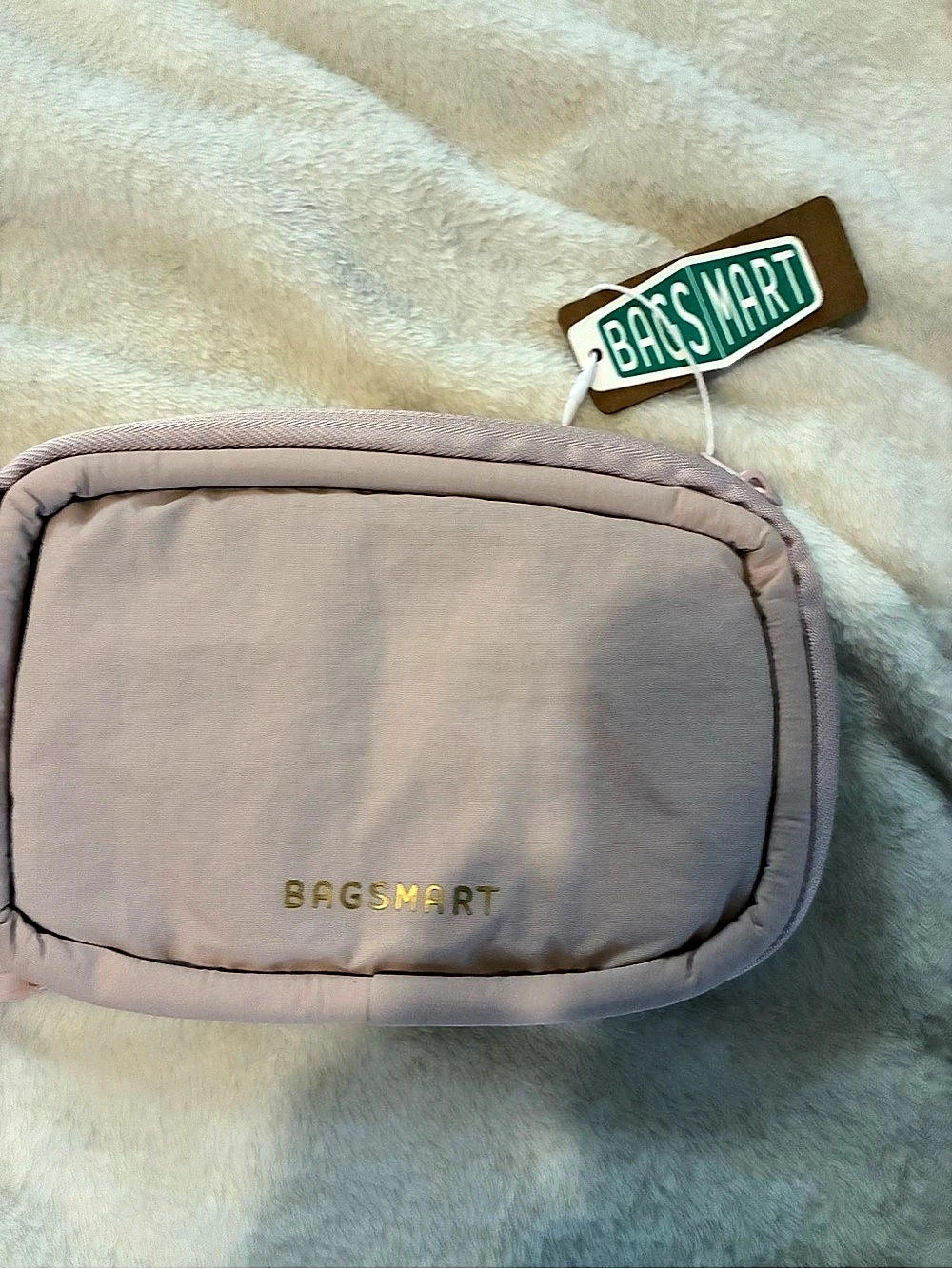 BAGSMART Travel Makeup Bag Wide-Open Zipper Pouch Pink